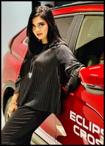 Smita Chowdhury with a car